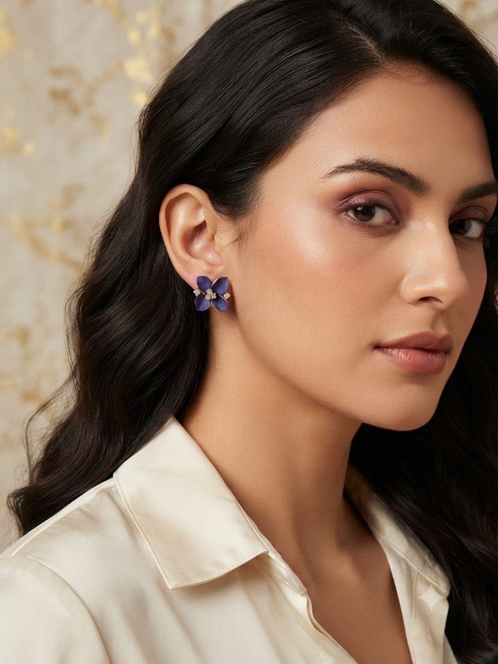 Purple Petal Stud Earrings - Floral Statement